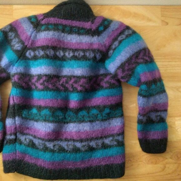 Vintage Nomadic Traders Striped Geometric Wool Cardigan Sweater - Picture 6 of 6